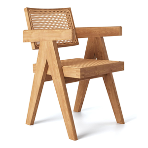 Elegante silla moderna de madera con respaldo de ratán para una decoración elegante del hogar o la oficina - Product Image 1