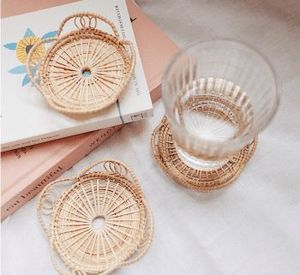 Ensemble de dessous-de-verre en rotin tissé à la main - Tapis pour tasse à thé en cannage pour la décoration de table - Product Image 2