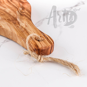 Planche à découper en bois d'olivier de qualité supérieure avec poignée, planche à découper en bloc de boucher en bois avec rainure de jus en gros - Product Image 6