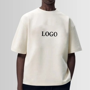 T-shirt de luxe uni et lourd de haute qualité personnalisé T-shirt 100% coton vierge à col rond avec logo imprimé personnalisé pour hommes - Product Image 2