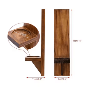 Set Of 2 Brown Wooden <strong>Wall</strong> Mounted Candle <strong>Holders</strong> Polished Craft Deco Elegant Wood <strong>Wall</strong> Hanging For Home Decor - Product Image 2