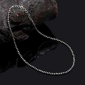 สร้อยคอลูกปัดเงิน NAVAJO ที่สวยที่สุดทำด้วยมือลูกปัดหลวมทำด้วยมือสีเงินสเตอร์ลิงสร้อยคอลูกปัดของขวัญสำหรับเธอ - Product Image 3