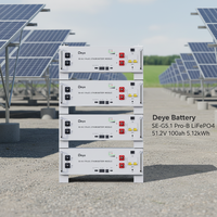 Batteries au lithium LiFePO4 Deye SE-G5.1 Pro-B 51,2 V 100 Ah, série basse tension, durée de vie 6000 cycles, pour la maison, avec supports et empilages