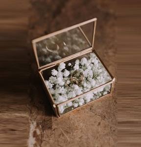 Vintage Brass <b>Glass</b> Jewelry <b>Box</b> Decorative Keepsake Organizer Antique Metal Edge Display Case Trinket <b>Box</b> for Home Wedding Decor - Product Image 2