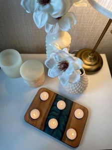 Portavelas de madera de resina para vacaciones de Navidad Pascua y Día de San Valentín epoxi decorativo regalo de cumpleaños para la familia - Product Image 4