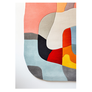 Tapis en laine moderne de qualité supérieure touffeté à la main abstraite forme irrégulière haute pile coloré pastel vibrant pour un usage domestique - Product Image 2