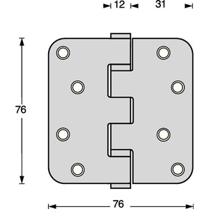 Bisagra de Puerta con Rodamiento de Bolas de Acero Inoxidable INTERSTEEL 76x76mm, Diseño Redondeado, DIN Izquierda/Derecha, Acabado Mate, Componentes y Sistemas para RV - Product Image 3