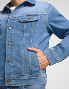 แจ็กเก็ตยีนส์วินเทจของผู้ชายโลโก้ OEM ออกแบบได้ตามต้องการปกคอตั้งและลายตัวอักษรสำหรับฤดูหนาวดีไซน์โลโก้แฟชั่น - Product Image 3