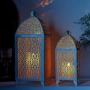 Linternas de velas marroquíes de Metal de nuevo estilo para el hogar, decoración de jardín al aire libre, colgante y mesa, linterna de lavado blanca - Product Image 6