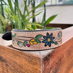 New Handmade Carved Leather Dog Collar Floral Training <b>Padded</b> Puppy Collar High Quality Genuine Leather Comfortable Dog Collars - Product Image 2