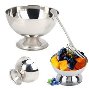 Fête personnalisée Accueil Restaurant or argent petits bols bol de crème glacée en acier inoxydable - Product Image 1