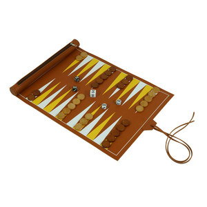 Custom Luxury Quality PU Leather Roll-up <b>Backgammon</b> Set with Two Dice Cup Portable <b>Travel</b> Engraved <b>Backgammon</b> Board - Product Image 3