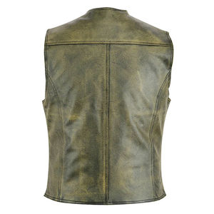Gilet en cuir de motard avec broderie personnalisée gilets en cuir de motard gilet de motard personnalisé en cuir pour hommes vente à chaud - Product Image 2