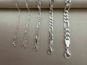 Chaîne Figaro en argent sterling 925 d'excellente qualité pour hommes et femmes Designer fait à la main Design classique à la mode Taille personnalisée - Product Image 6