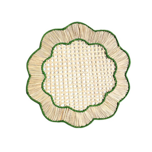 Best Selling 2025 Floral Scalloped <b>Rattan</b> <b>Placemat</b> and Charger Plates From Vietnam Factory for Dining Table Set of Mats & Pads - Product Image 4