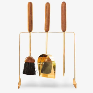 Fireplace <b>tools</b> in full brass with durable utility and fine craftsmanship designed for warm stylish home environments - Product Image 1