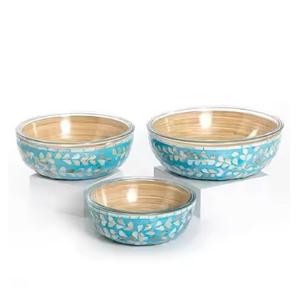 Cuencos para servir con tema de fregona de larga duración y duraderos de alta calidad, cuencos decorativos de madera y nácar ecológicos más vendidos - Product Image 1