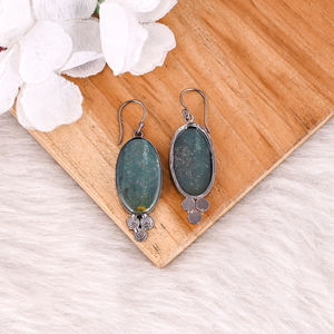 Boucles d'oreilles en Ruthénium Noir à Vente Chaude, Boucles d'oreilles en Agate Sanguine, Boucles d'oreilles Bohèmes à la Mode, Fabricant en Gros - Product Image 4