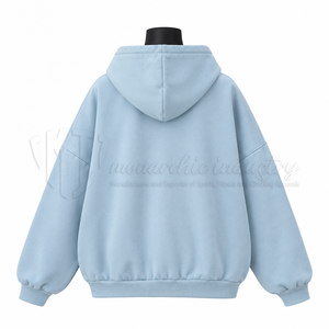 Women's Light Blue Hoodie With White <b>Cloud</b> Applique Casual Oversized Sweatshirt Autumn Knitted Cotton Pullover - Product Image 2