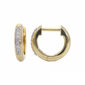 Elegant <b>14K</b> Yellow <b>Gold</b> Rhodium Plated <b>Hoop</b> <b>Earrings</b> Channel-Set Natural Brilliant Cut Diamonds Sleek Timeless Design for - Product Image 5