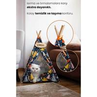 Eenvoudig te monteren, wasbare 40cm zilver & ecru dubbele katten- en hondenbedtent voor binnencomfort