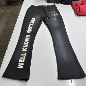 Pantalones acampanados de alta calidad, venta al por mayor, pantalones de chándal de moda, pantalones de chándal en blanco, pantalones acampanados de chándal apilados de lana lisos personalizados para hombres - Product Image 4