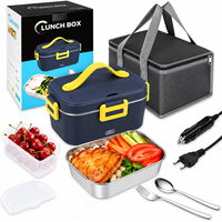 2-in-1 Auto Edelstahl Behälter Lunchbox 75W Schnellheizende Elektrische Lunchbox 1,8L Tragbare Elektrische Lunchbox Speisenwärmer