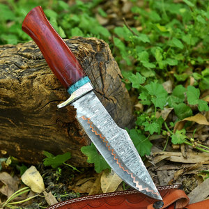 Couteaux de chasse de qualité supérieure, fabriqués avec les meilleurs matériaux, les plus vendus, faible MOQ, pour usage extérieur, lame en acier inoxydable et damas, manche en bois, OEM - Product Image 3