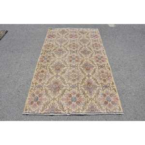 <b>Traditional</b> Beige Brown 3.8 X 6.6ft Wool <b>Rug</b> Vintage Turkish Patchwork Design <b>Living</b> Rectangle Hallway Latex New Bedside <b>Rugs</b> - Product Image 1