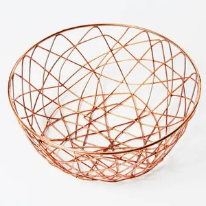 Finest Quality Wholesale Price Customized Size Metal Round Shape Wire Basket Copper Plated for Fruits and Vegetables Storage Use