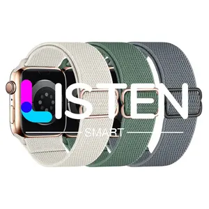 Apple Watch Ultra用の調整可能なストレッチナイロンウーブンストラップウォッチバンド8 7 6 5 4 3 2 1 SE 42mm 45mm 49mm 41mm