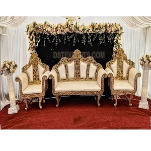 Impresionante juego de sofá para novia y novio, juego de sillas de sofá con trono de escenario de boda india, asientos de novia asiáticos para despedida de soltero - Product Image 1