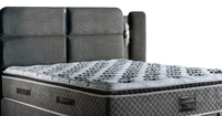 Cama Moderna Estofada em Tecido com Cabeceira Acolchoada e Estrutura Box Spring