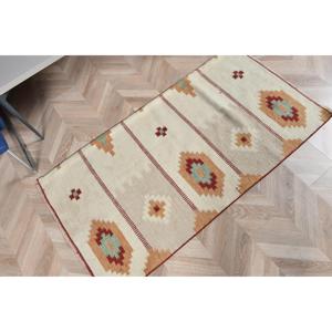 2.6x4.8 ft Rug, Turkish Kilim Rug, Vintage <b>Brown</b> <b>Wool</b> Floral Rug - Product Image 4