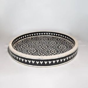 À PROPOS INLAY TRAY PLATEAU DE SERVICE FAIT À LA MAIN LUXE Bone Inlay Ramadan Breakfast Food Fruit Coffee Tea Decorative Tray - Product Image 5