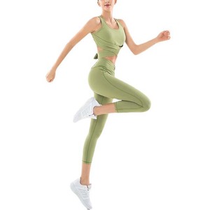 Ensemble de Sport respirant à séchage rapide pour femme, deux pièces, soutien-gorge de Fitness et pantalon, taille haute, Scrunch fesses, Leggings de gymnastique - Product Image 5