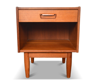 Midcentury Modern <b>Walnut</b> Wood Nightstand with <b>Drawer</b> and Open Shelf for Bedroom Home Furniture - Product Image 1