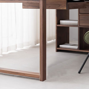 Warm Brown <b>Solid</b> <b>Wood</b> Rectangle Writing <b>Desk</b> with Drawer Storage Mortise-and-Tenon Joinery 1-Year Warranty - Product Image 3