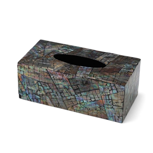 Caja de pañuelos clásica hecha a mano con incrustaciones de nácar natural, soporte decorativo ecológico de Vietnam - Product Image 3