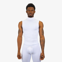 Camiseta sin mangas de algodón 100% ajustada para hombre, camisola informal básica, camiseta sin mangas de gimnasio con cuello de tortuga