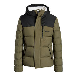 Chaqueta acolchada de lana para hombre personalizada 2024 con mangas largas y cuello levantado estilo callejero tela de lona al por mayor para invierno - Product Image 1