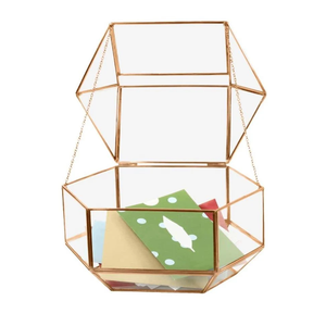 Caja de Exhibición y Porta Sobres de Vidrio Geométrico para Boda, Pieza Decorativa Elegante - Product Image 2