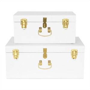 Eco-friendly White Set 2 Colorful Metal Storage Trunk Decorative Metal Trunk - Product Image 6