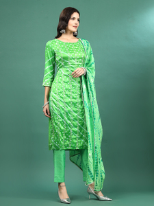 ชุดเสื้อกางเกง kurta ตรงพิมพ์ลายสีเขียวดีไซน์เนอร์พิเศษพร้อมชุดพิมพ์ลายสีเขียวสำหรับผู้หญิง - Product Image 3