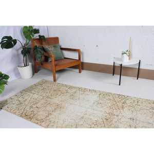3.1x6.2 ft Vintage Accent Rug, <b>Brown</b> Green Turkish Moroccan <b>Wool</b> Rug - Product Image 3