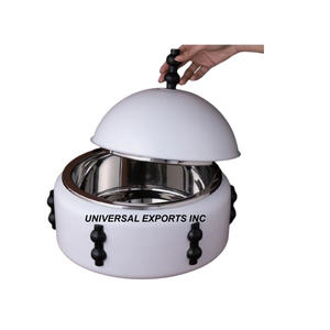 Casserole de table en métal blanc fini Hotpot dernier nouveau design tendance réchauffeur de nourriture en métal de luxe de qualité supérieure - Product Image 4