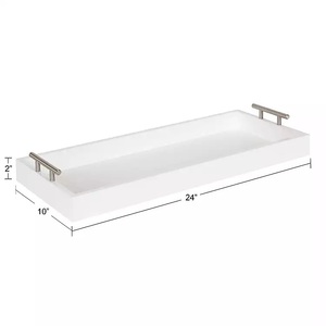 Bandeja de servicio rectangular estilo granja con aspecto desgastado, ideal para decoración de campo, organización de cocina y pantallas de mesa - Product Image 2