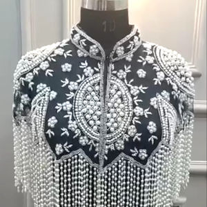 Robe de soirée élégante pour dames Cape perlée perles brodées Belle décoration en cristal Anti-statique Caractéristique Organza - Product Image 1