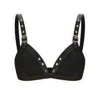Cuir noir et coton à lacets Push Up Bralet femmes Sexy Corsets gothique Punk soutien-gorge Lingerie boîte de nuit fête haut court