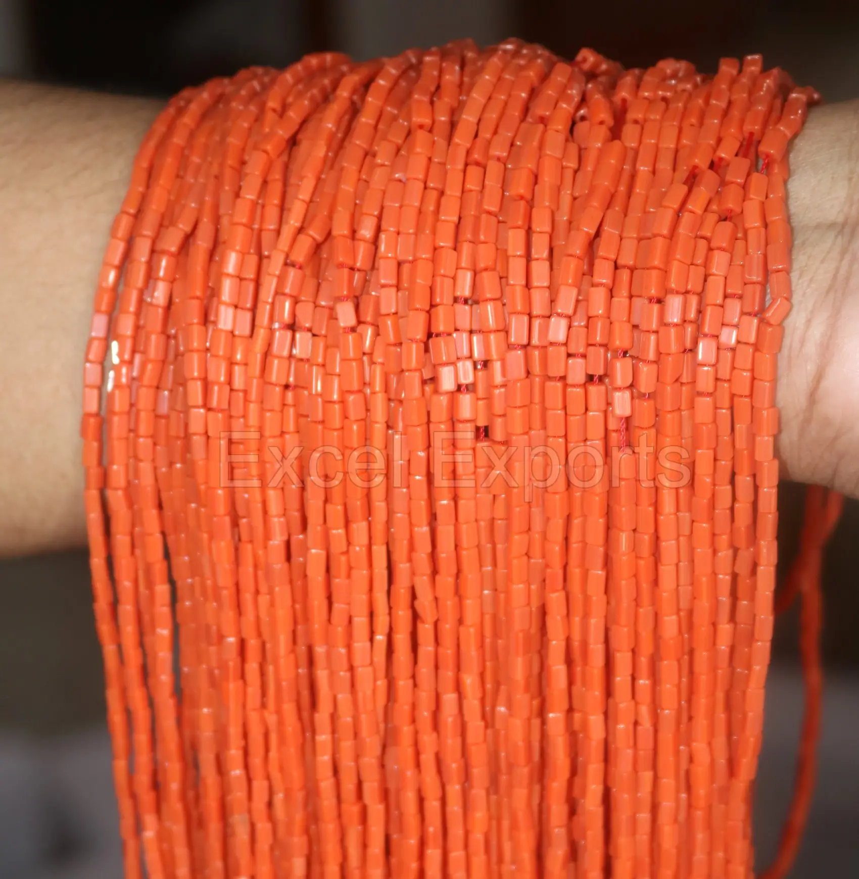 2023 Top selling coral glass beads 3mm 4mm square tube cube beads for jewelry making loose beads on strand.